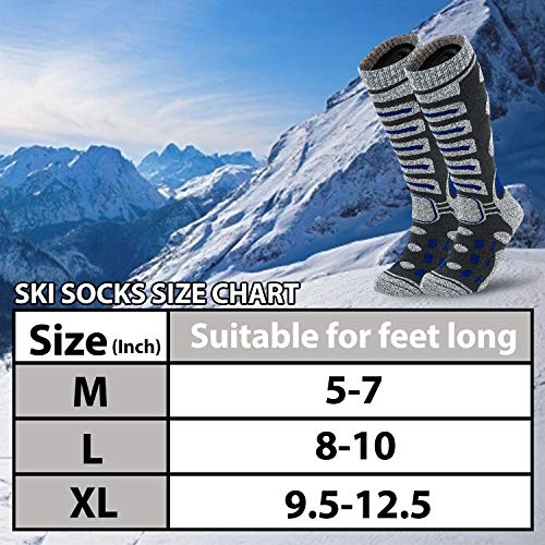 Camlinbo 2 Pair Ski Socks Skiing Snowboarding Cold Weather Winter Outdoor Sports Socks For Women Men Sock (2 Grey, Xl) #TOP5
