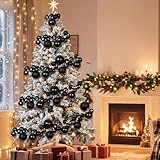 Motionchic Christmas Ball Garland Ornaments Hanging Shatterproof Xmas Balls Decorations for Home Indoor Outdoor Mantel Holiday Party Christmas Tree Supplies(9 ft,Black)