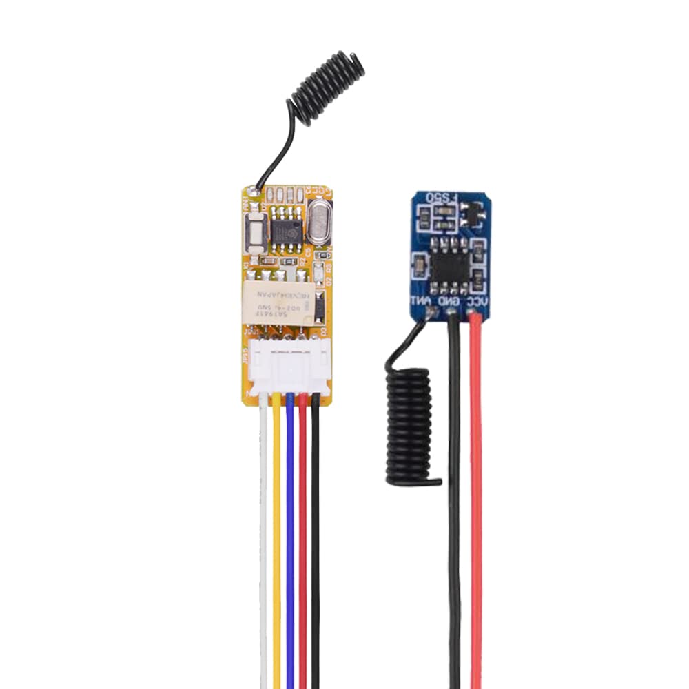 DC3.5V-DC12V Mini Relay Receiver DC3V-DC12V 371 Transmitter PCB Power ON Transmitting TX RX DIY - (Color: 1 Receiver 1 272te/ Size: 433MHZ)