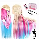 Beauty Star 29 Inch Colorful Mannequin Head with 100% Syntheic Hair Professional Bride Hairdressing Cosmetology Doll Head Training Head Free Stand holder + Practice Tools