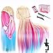 Beauty Star 29 Inch Colorful Mannequin Head with 100% Syntheic Hair Professional Bride Hairdressing Cosmetology Doll Head Training Head Free Stand holder + Practice Tools