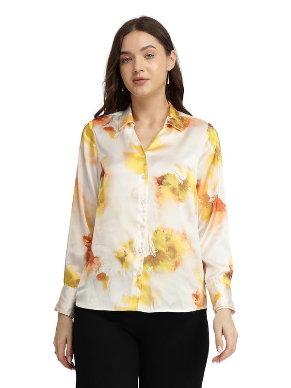 Image of FableStreet Women Shirts | Comfort Fit Spread Collar | Premium Satin Fabric for Formal, Business Casual