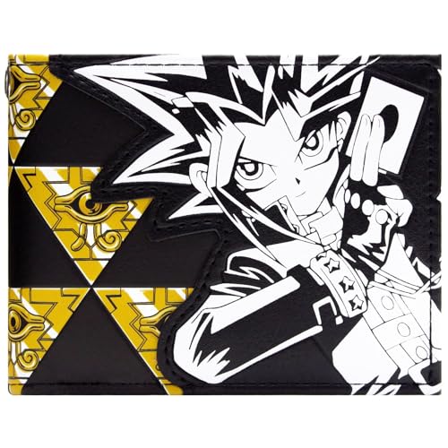 Kazuki Takahashi YU-Gi-Oh! Portefeuille Œil du Millénaire Pliant Bi-Volet pour ID & Porte-Cartes, Noir