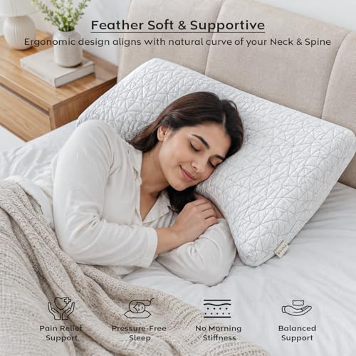 Image of AYKA Premium Microfiber Pillow for Sleeping | Super Soft & Fluffy Bed Pillow | 100% Virgin Microfiber Filling | Hypoallergenic, Breathable | Ideal for All Sleeping Positions 20x27 | White | Set of 2