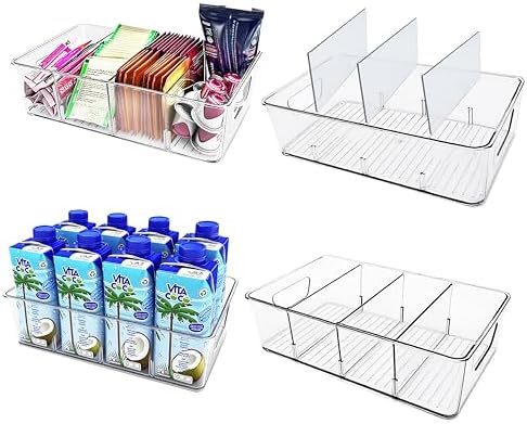 4-Pack Pantry Organizer Bins – Clear Storage Containers for Pantr...