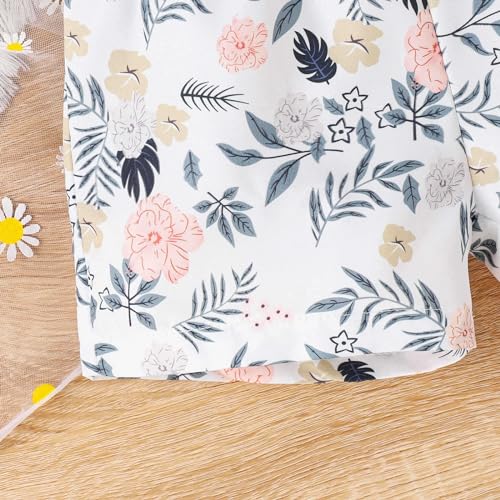 Image of Bold N Elegant Girls Cotton Sleeveless Modern Top and Floral Shorts with Belt and Hat Trendy Coords Set Baby Girl Party Dress Outfit