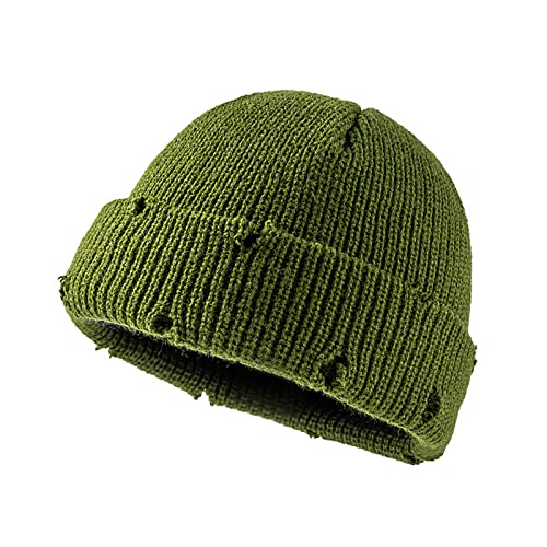 GoodLock Beanie Winter Hat for Women Men Soft Stretch Knit Beanie Casual Cold Weather Knitted Cap Army Green