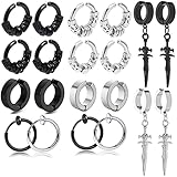 aros falsos para oreja 【Material de alta calidad】 No es necesario perforar las orejas. Muy indicado para personas que no tienen orejas perforadas. Estos pendientes de moda están hechos de acero de titanio quirúrgico 316L de alta calidad, sin plomo ni níquel, adecuados para cualquier tipo de piel, incluso oídos sensibles. Sin óxido, retención de color duradera, antialérgico, abrasión duradera. Fácil de abrir y cerrar, no fácil de romper.