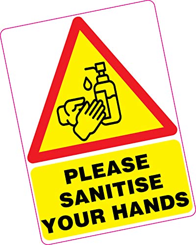 1 adhesivo de vinilo tamaño A4 extra grande, por favor saneiza tus manos, 20,3 x 30,5 cm, para tiendas, oficinas, paradas de la propagación de gérmenes virus