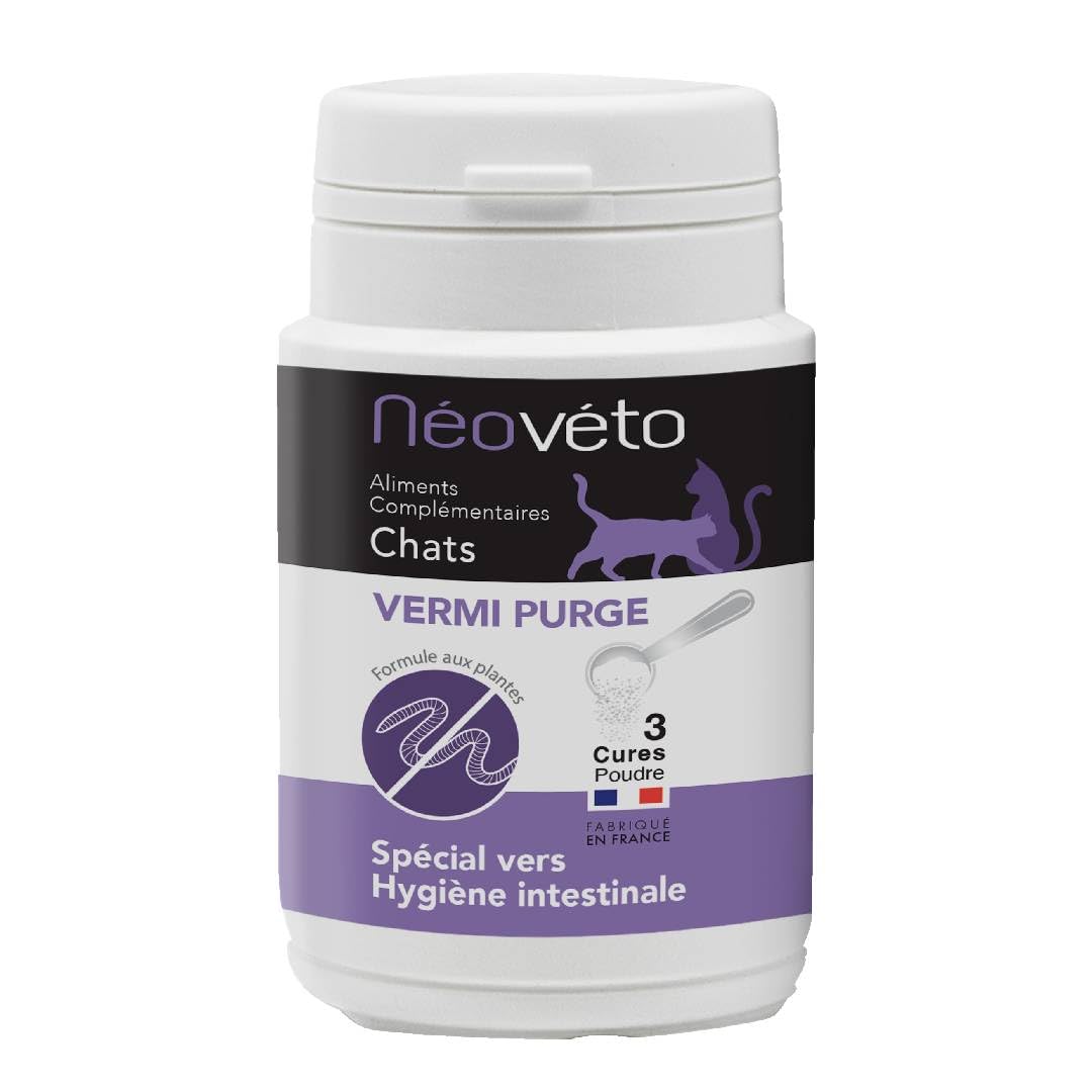 DESPARASITANTE para Gatos Antiparasitario Interno en en Polvo Natural, Ingredientes Activos autorizados por los Servicios Veterinarios Franceses