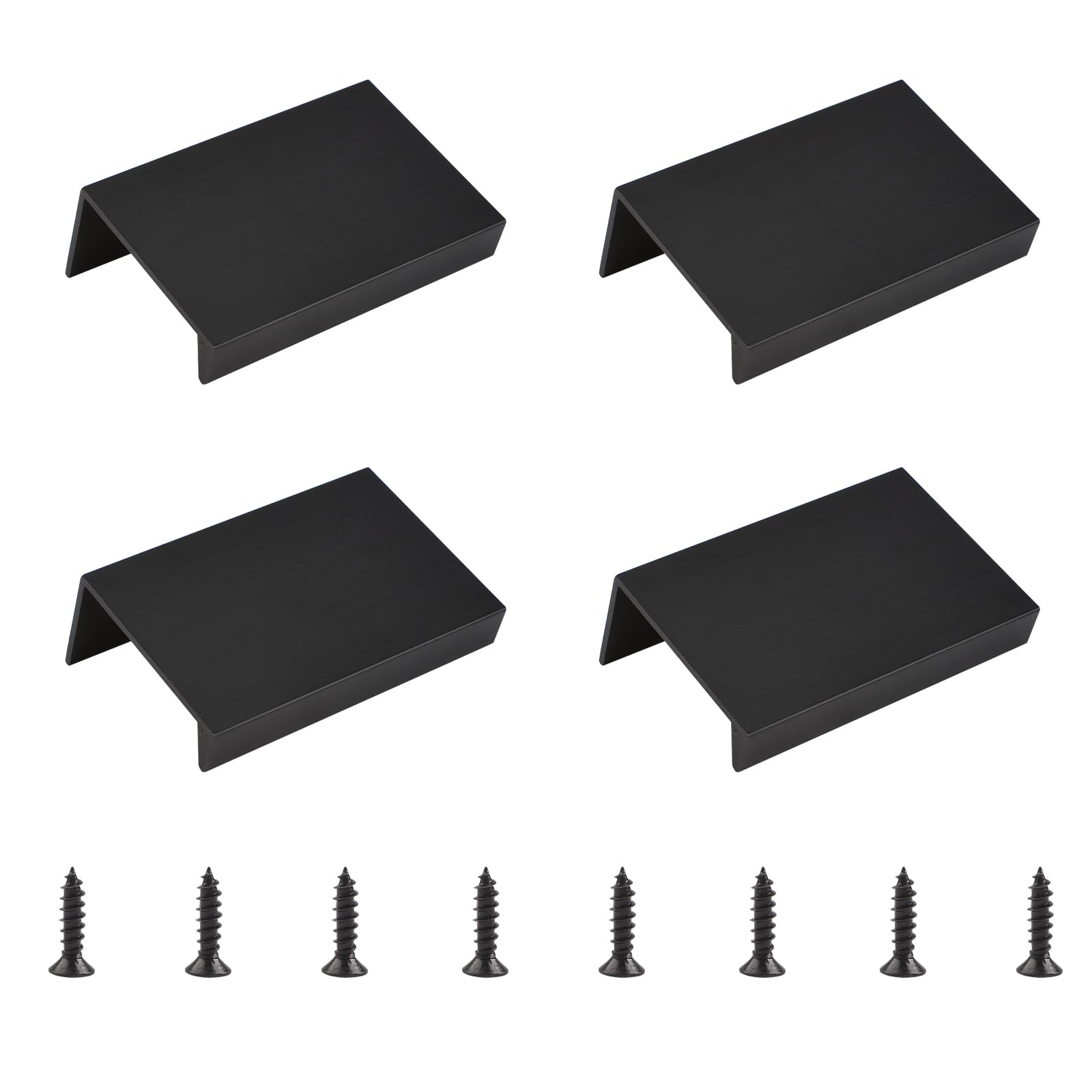 MOROBOR Black Mini Finger Edge Pull, 4pcs Concealed Handle Modern Style Drawer Handle, Right Angle Aluminum Alloy Invisible Wardrobe Knobs for Cabinet Hardware Drawer/50mm — image 1