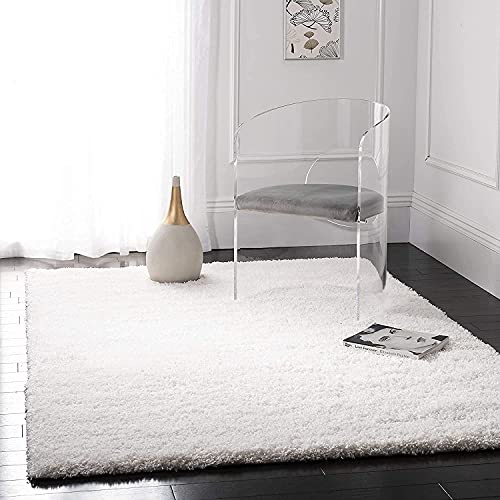 Image of Urban Modern Decor Featuring Soft Shaggy Carpet & Rug for Your Bedroom and Livingroom [Size-8x10 feet & Color-White].
