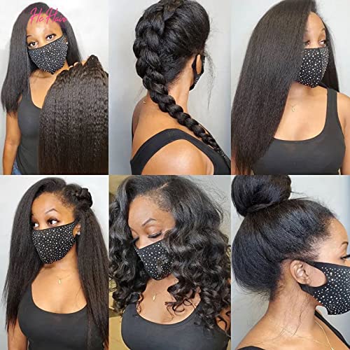 13X6 Kinky Straight Human Hair Wig For Black Women 180% Density Hd Transparent Lace Front Wigs Human Hair Pre Plucked With Baby Hair Natural Hairline Yaki Straight Brazilian Virgin Human Hair Wigs 20Inch #TOP3