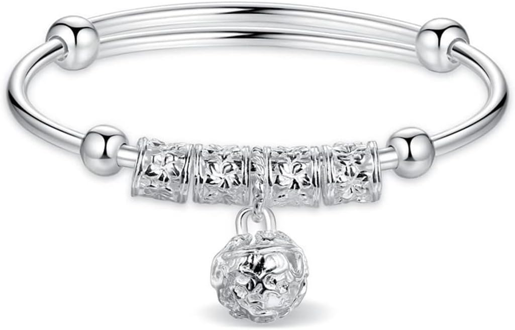Sterling Silver Bracelets For Women 925 Sterling Silver Beads Bangle Bracelet Transfer Lucky Cuff Bracelet Adjustable Fashion Women Jewelry