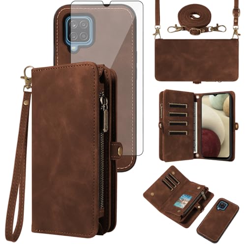Housse Samsung Galaxy A12 avec porte-carte A12 5G coque amovible et verre