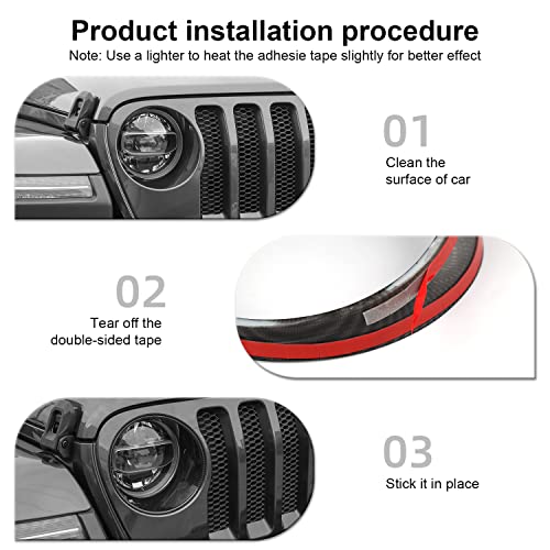 Image of CheroCar for JL Mesh Grille Grill Insert & Headlight Turn Light Cover Trim Exterior Accessories for Jeep Wrangler JL 2018-2023,Carbon Fiber