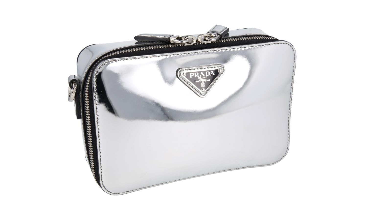 Prada Women's 2VH070 ZO6 F0118 Silver Brushed Spazzolato Leather