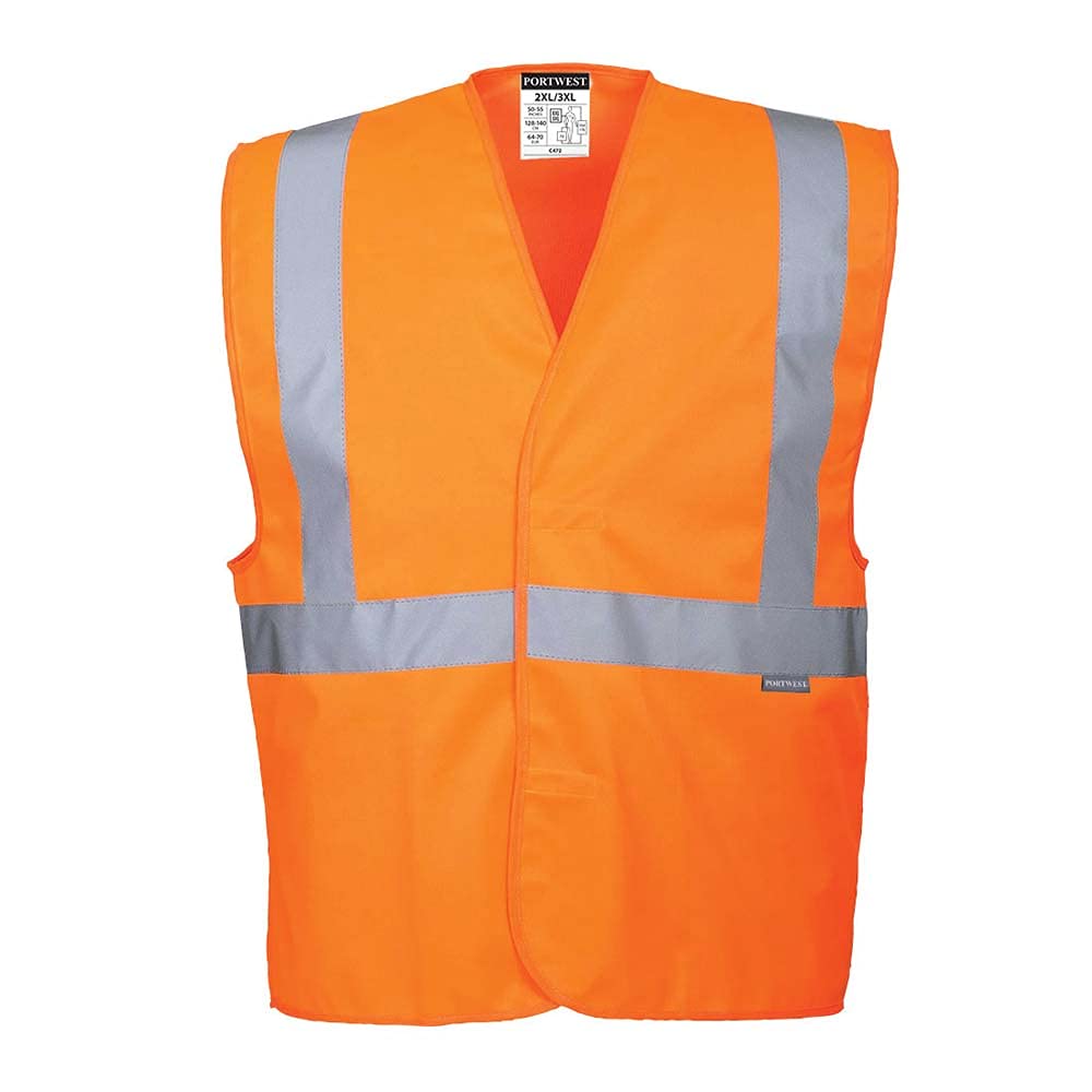 Portwest Hi-Vis One Band and Brace Vest, Size: S/M, Colour: Orange, C472ORRS/M, S-M