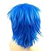 Modernfairy Anime Halloween Wig Blue for Cosplay Party, Synthetic Layered Short Hair Wigs with Bangs, Pastel Wigs for Women Men