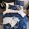 Chanyuan Boys Star Galaxy Bedding Duvet Cover Full Queen Size Space Planet Boundless Galaxy Starlight Reversible Bedding Set,Super Soft Hypoallergenic Microfiber,Zipper Closure (S-6,Q) #1