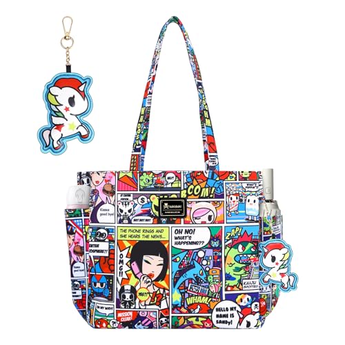 Image of tokidoki Large Tote Bag with Unicorno Keychain Laptop Travel Bag Shoulder Work Tote Weekender Bag Handbag for Women