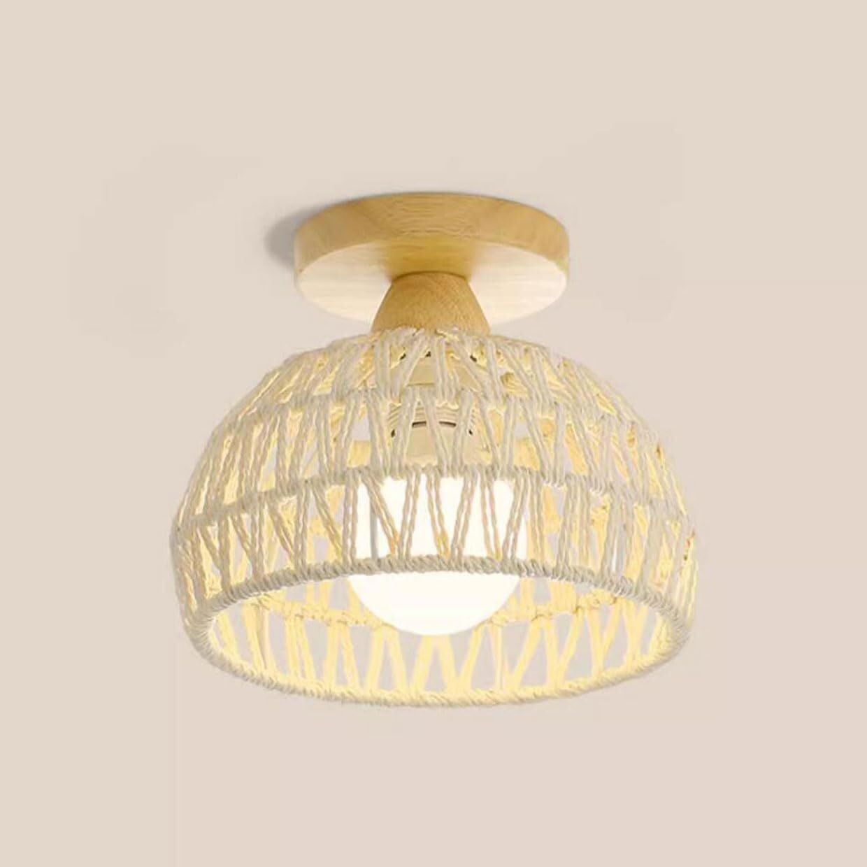 Plafonnier blanc semi-encastré moderne en corde de chanvre pour chambre