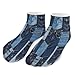 VstaDank Denim Print Ankle Socks 5 Pairs Fashion Invisible Low Cut Sock for Adult Casual Short Sock Soft Cozy No Show Socks