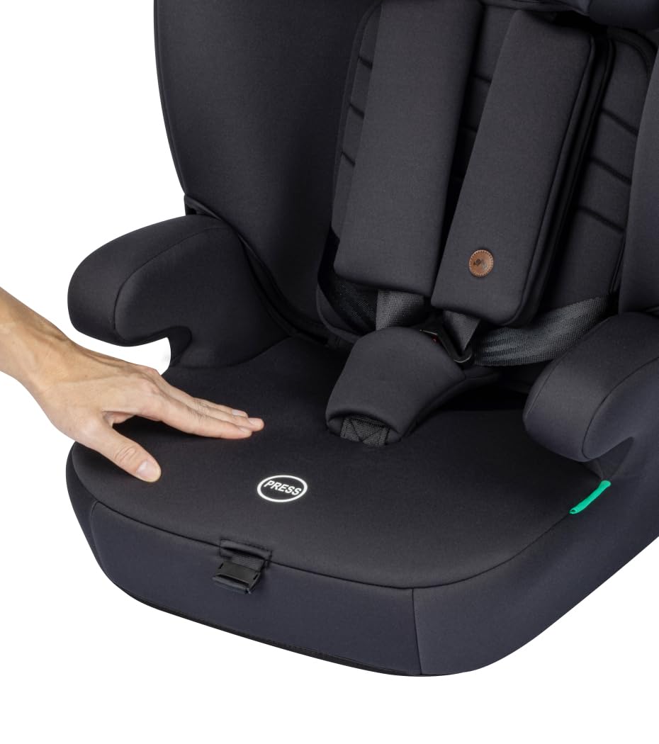 Bebeconfort Eros i-Safe, Alzador Coche Niño, De 15 Meses a 12 Años, 76-150 cm, Silla Coche Evolutiva, Seguridad R129, Protección frente a Impactos Laterales, 11 Posiciones Reposacabezas, Mineral Black