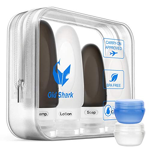 Travel Bottles Set Leakproof Silicone Refillable Squeezable Travel Containers with Labels and Clear Travel Bag for Shampoo, Conditioner, Lotion, Toiletries (3oz + 2oz)