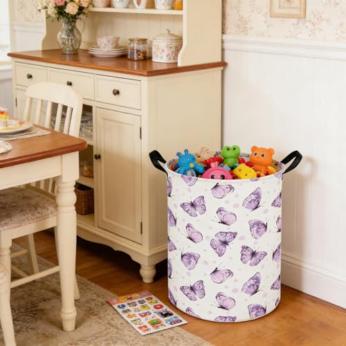 Image of Butterfly Baby Laundry Basket,Nursery Hamper,Kids Dirty Clothes Hamper,Toys Storage Bin Organizer,Girl Room Decor(Cute Butterfly)