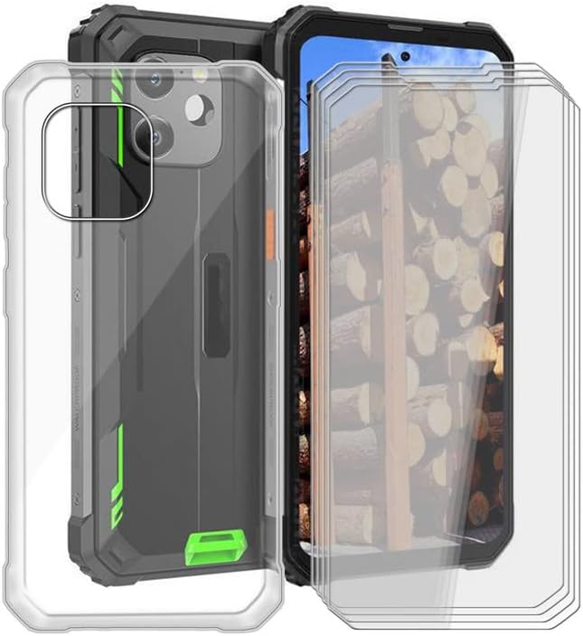 Phone Case for Blackview BV8900 (6.50") Case with 4 X Tempered Glass Protective Film, Slim Soft TPU [Shockproof X Anti-Yellowing] Clear Shell, for Blackview BV8900 Case