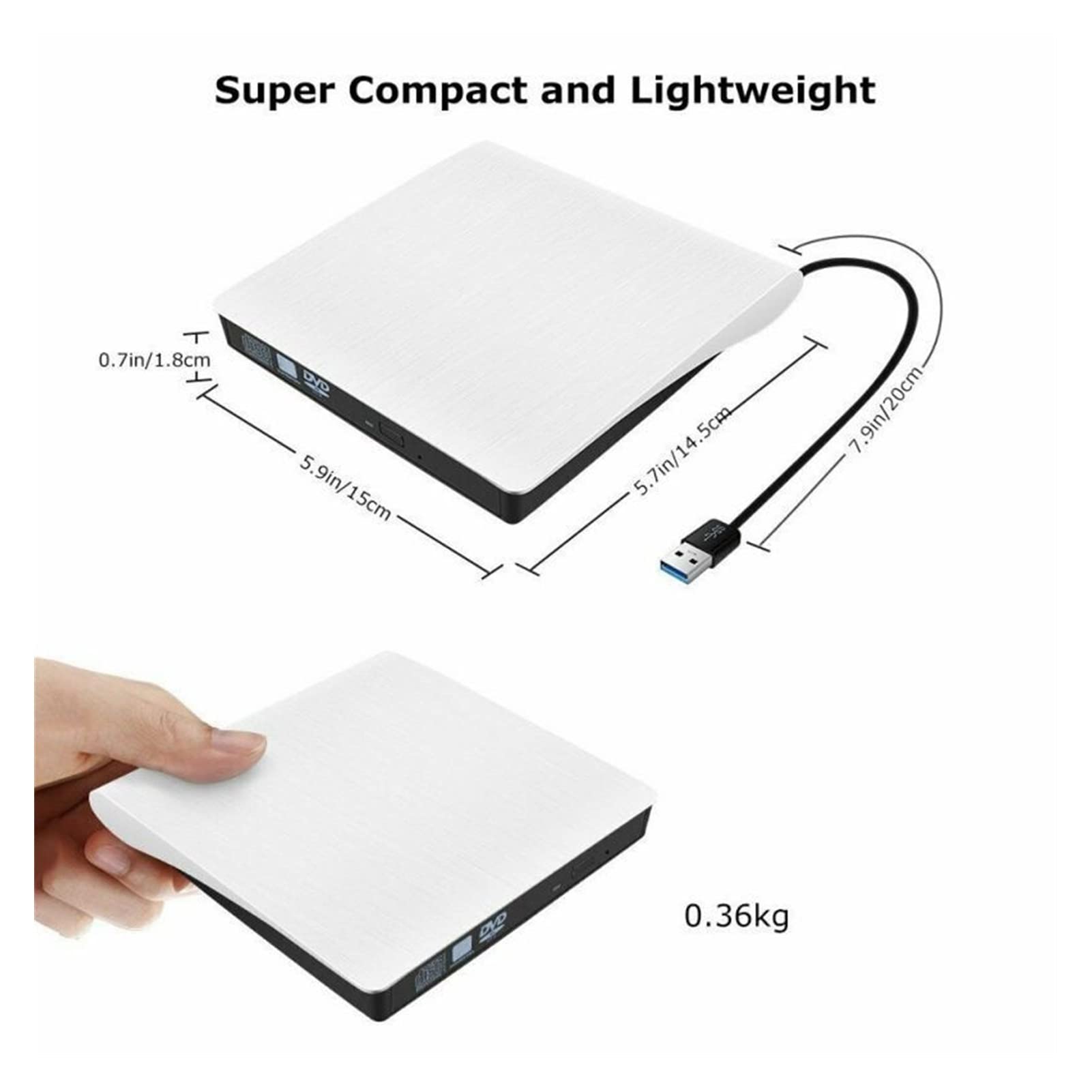 For portátil PC USB 3.0 Slim Externo DVD RW CD Writer Drive Burner Reader Player Unidades ópticas Portátil
