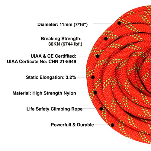 Phrixus Climbing Rope Static 11Mm - 150Ft Safety Nylon Kernmantle Rope For Rock Climbing, Rappelling, Mountaineering, Tree Climbing, Ice Climbing, Rescue #TOP3