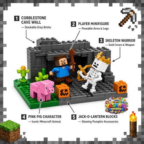 Image of Yashoni Building Blocks Toy Set for Kids | DIY STEM Construction Bricks with Mini Figures, Creative Models & Educational Play Set|Blocks Game (89, The Cave Fight)