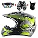 Set casco da motocross,Casco integrale da moto fuoristrada con maschera per occhiali e guanti per bambini adulti,Casco da motociclista per scooter da discesa Dirt Bike MX ATV