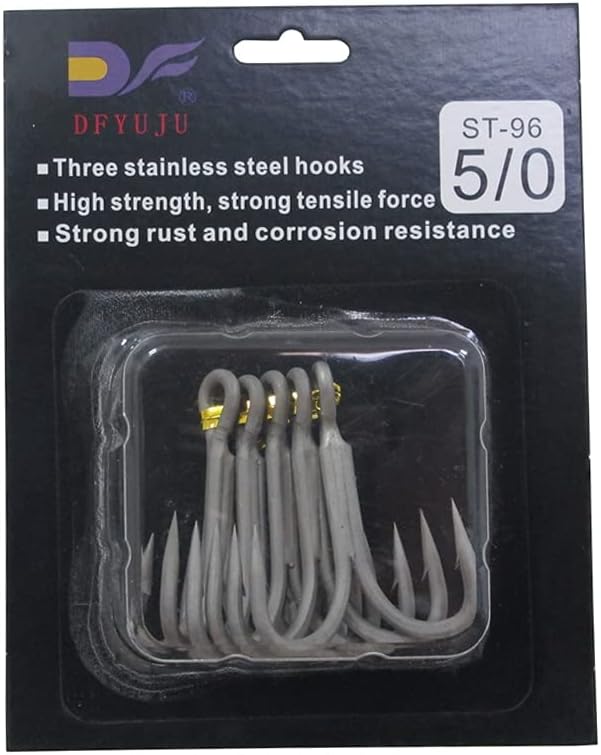 DFYUJU 10PCS 420 Stainless Steel 3CR13 Classic Fishing Treble Hooks High Pulling Force Size ＃0/1,＃1/0,＃2/0,＃4/0,＃3/0,＃5/0 Strength Fishing Equipment Strong Wide Gap : Sports & Outdoors