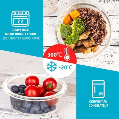 Igluu Meal Prep Boîte Alimentaire Verre Ronde (Lot de 5) – 950ml – vue 3
