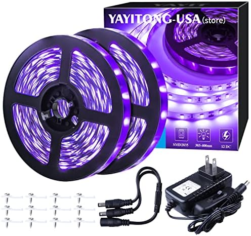 40 Foot Led Black Light Strip Kit, 720 Units Led, 12V Flexible Blacklight Fixtures, Non-Waterproof