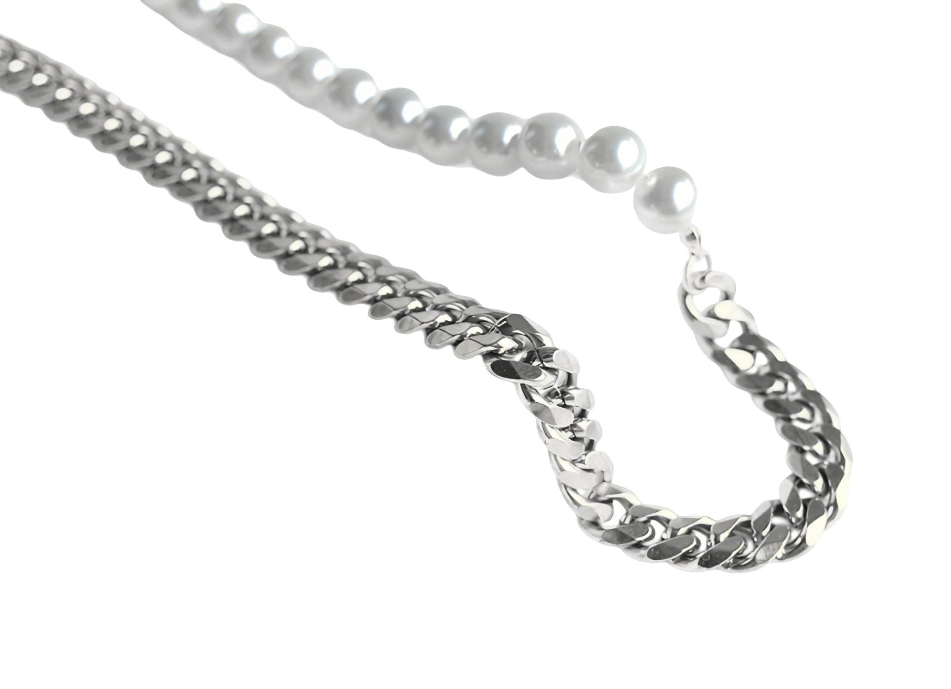 Sterlingsilber, natürlich, für Damen und Herren, Vintage-Armband – Punk-Schmucksets, Perlen-Halbketten-Halskette mit Initiale