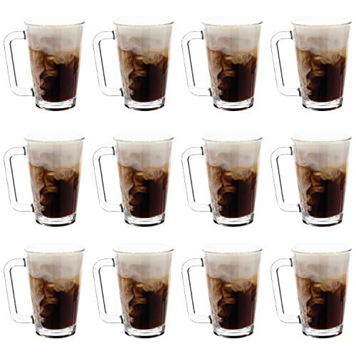 Vikko 9 Ounce Glass Coffee Mugs, Thick And Durable, For Coffee, Tea, Cider, Microwave And Dishwasher Safe , Set Of 12 Clear Glass Mugs, 3” Diameter X 4.5 Tall #TOP17
