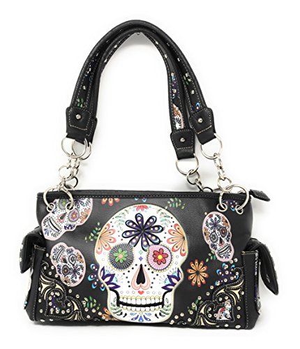 Texas West Women's Flora Candy Skull Handbag Purse in 3 colors