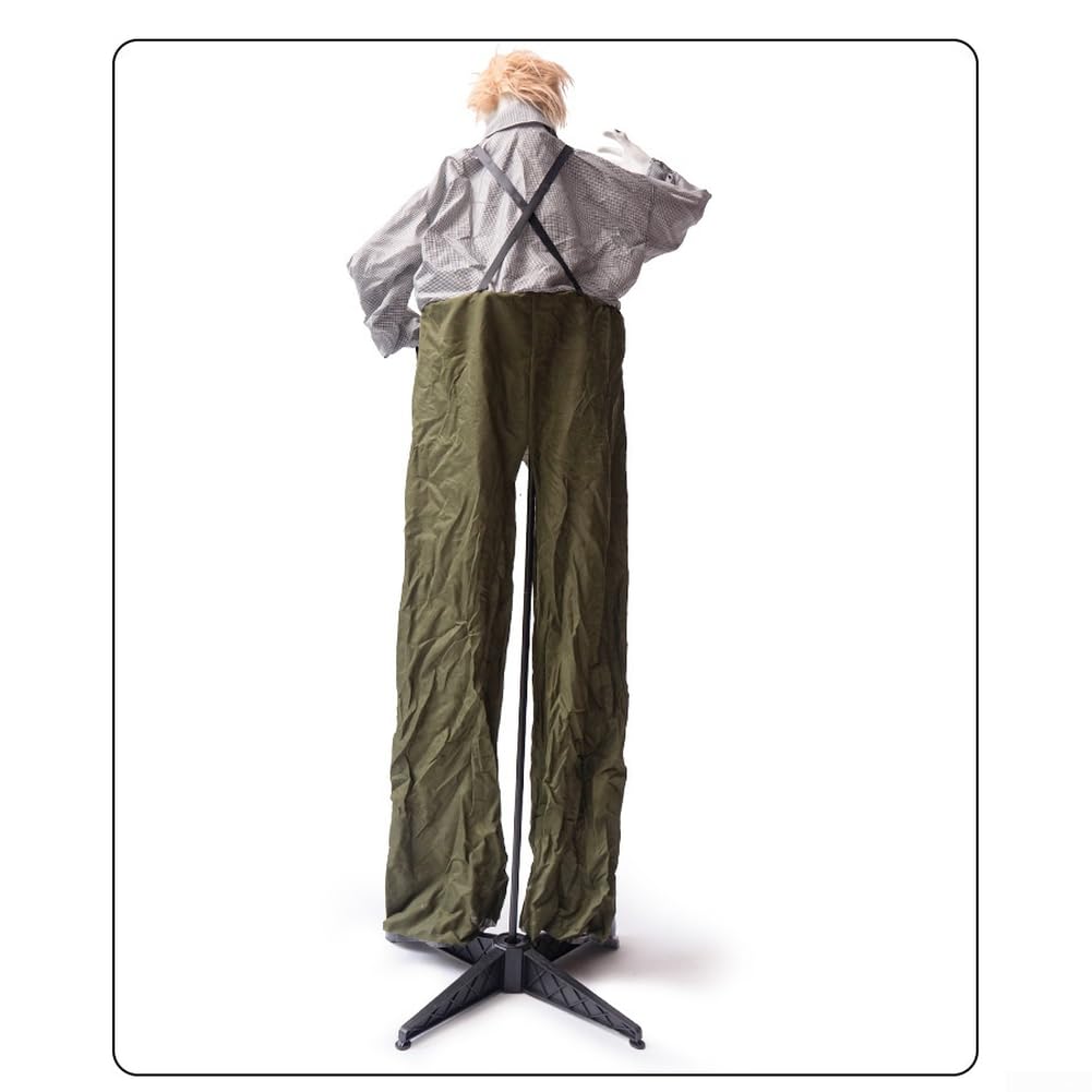 Zombi animado de Halloween con sensor de movimiento, figura de terror de cabeza giratoria de 190 cm de alto, ojos brillantes y efectos de sonido espeluznantes, tamaño real para decoración de patio al
