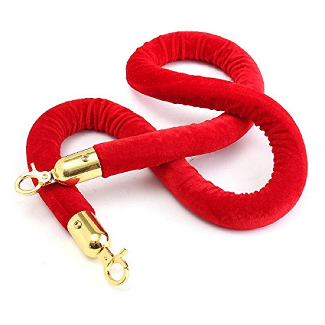 1.5m Crowd Control Rope Divider with Stainless Steel Hooks, Red Velvet Stanchion Rope, Queue Manager Partition Barrier, 1pc