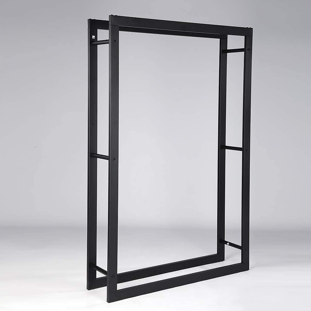 Loywe LW1087 - Scaffale per legna da ardere, in metallo nero (100 x 25 x 150 CM)