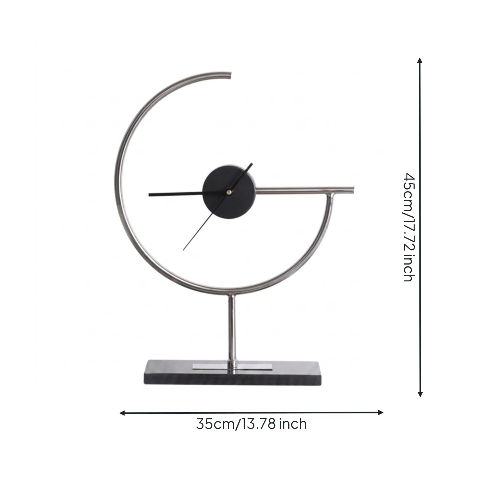 Qianly Tischuhr mit Metallsockel geometrisch Tischuhr mit Metallrahmen freistehend Standuhr für Wohnzimmer