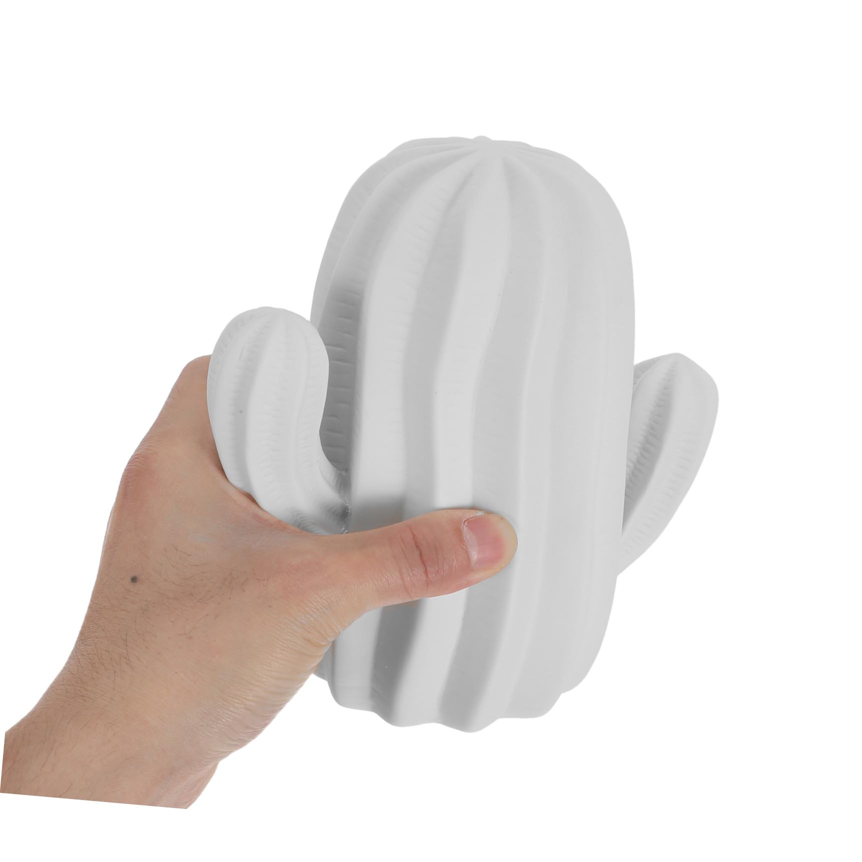 minkissy Statuetta Cactus in Ceramica Bianca, Decorazione Elegante per Casa