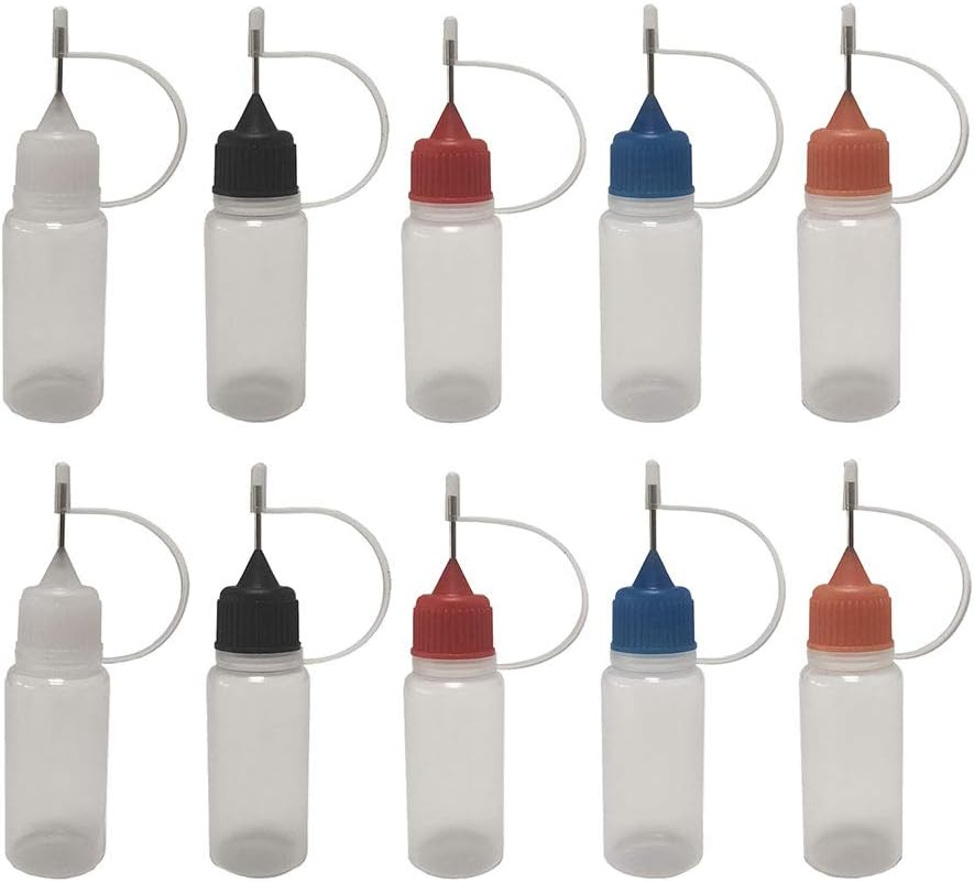 (30 Pack, 10ml, Multi Color Caps) Needle Bottle dropper bottle eliquid