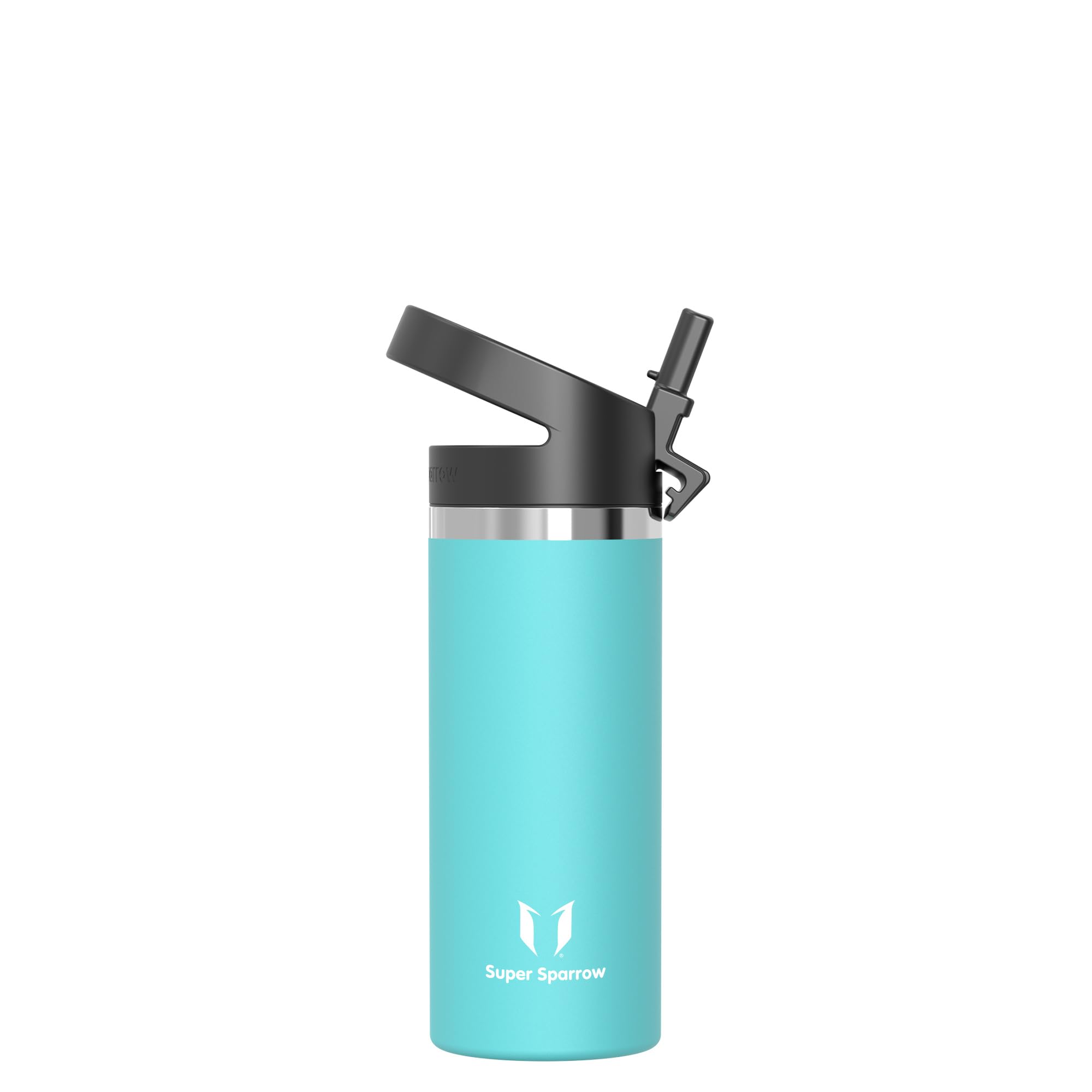 Super Sparrow Water Bottle Insulated - 500ml - Wide Mouth Metal Bottle - Wide Mouth SwivelSip Flask - BPA Free, Leak Proof - Ergonomic Straw Water Bottles for Work, Gym, Travel, Sports