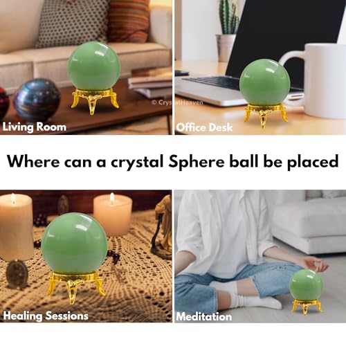 Image of Certified Green Aventurine Crystal Ball for Meditation | Premium Crystal Vastu Items for Home and Feng Shui Items for Good Luck - Pooja Supplies and Spiritual Practices (1.5 inch Inch)