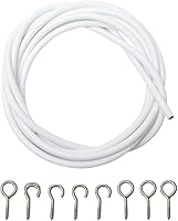 Vista 2 de Xiaokeis Kit de cables de cortina de red para colgar de 2 a 13.1 ft, cuerda de cortina con ganchos autoadhesivos para barra de cortina, 157.48